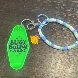 Green Keychain with Bracelet